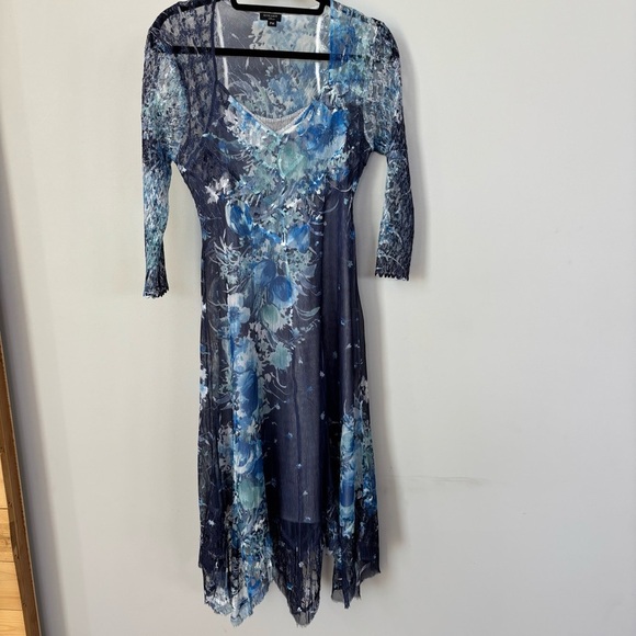 Komarov Blue Patterned Dress Size PM - Picture 1 of 11